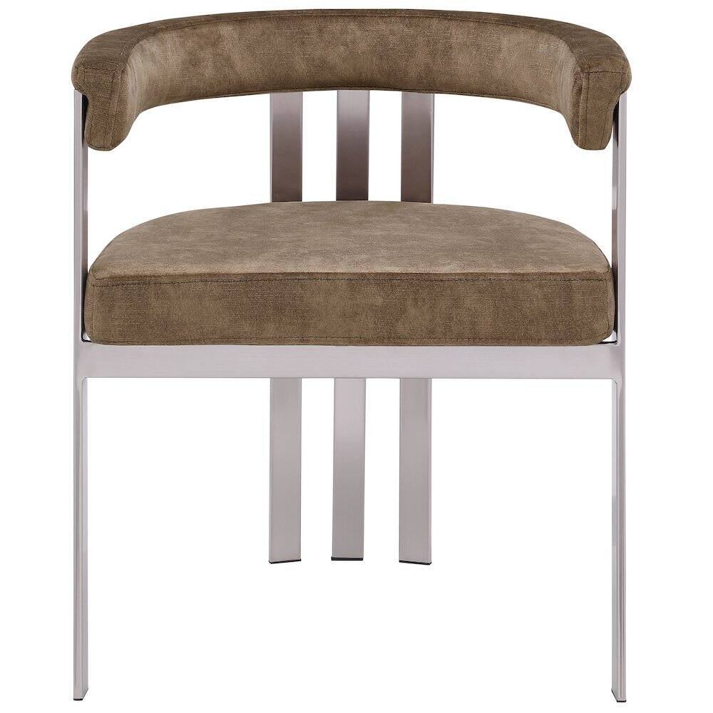 Alt View 2. Meridian Furniture - Marcello Brown Velvet Dining Chair, Set of 2 - Brown.
