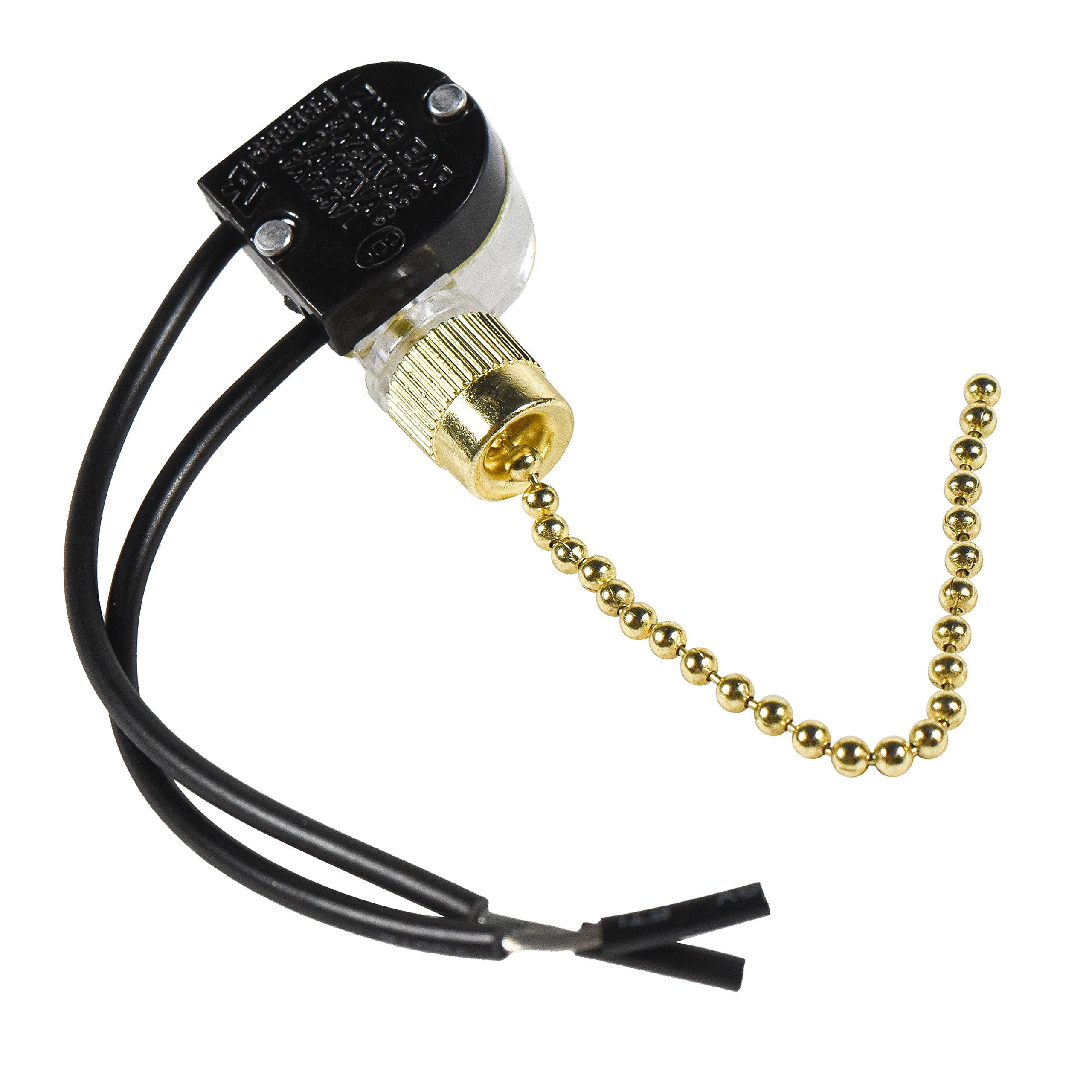 Alt View 2. HQRP - 2-Wire Pull Chain Ceiling Fan Light Switch ON-OFF UL Listed Replacement for Zing Ear ZE-109 - black.