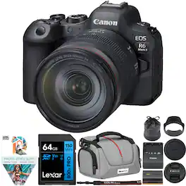 Canon - R6 Mark II 24.2 MP Mirrorless Camera with 24-105mm Lens Kit + 64GB Memory Bundle