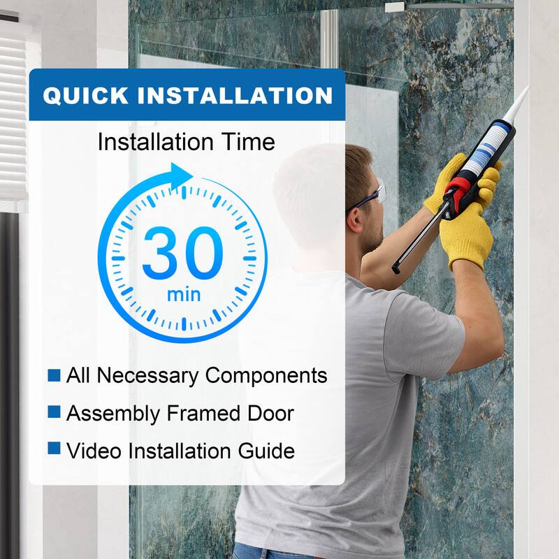 QUICK INSTALLATION  
Installation Time: 30 min  
- All Necessary Components  
- Assembly Framed Door  
- Video Installation Guide