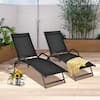 Front. Gymax - Gymax 2PCS Outdoor Patio Chaise Reclining Lounge Chairs w/ 5-Position Adjust Backrest - Black.