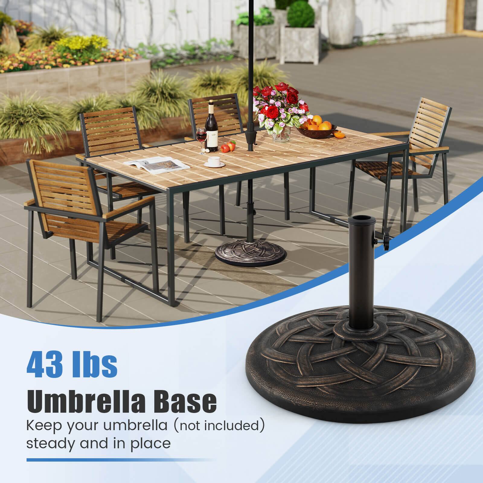 43 lbs Umbrella Base Keep your umbrella steady and in place.