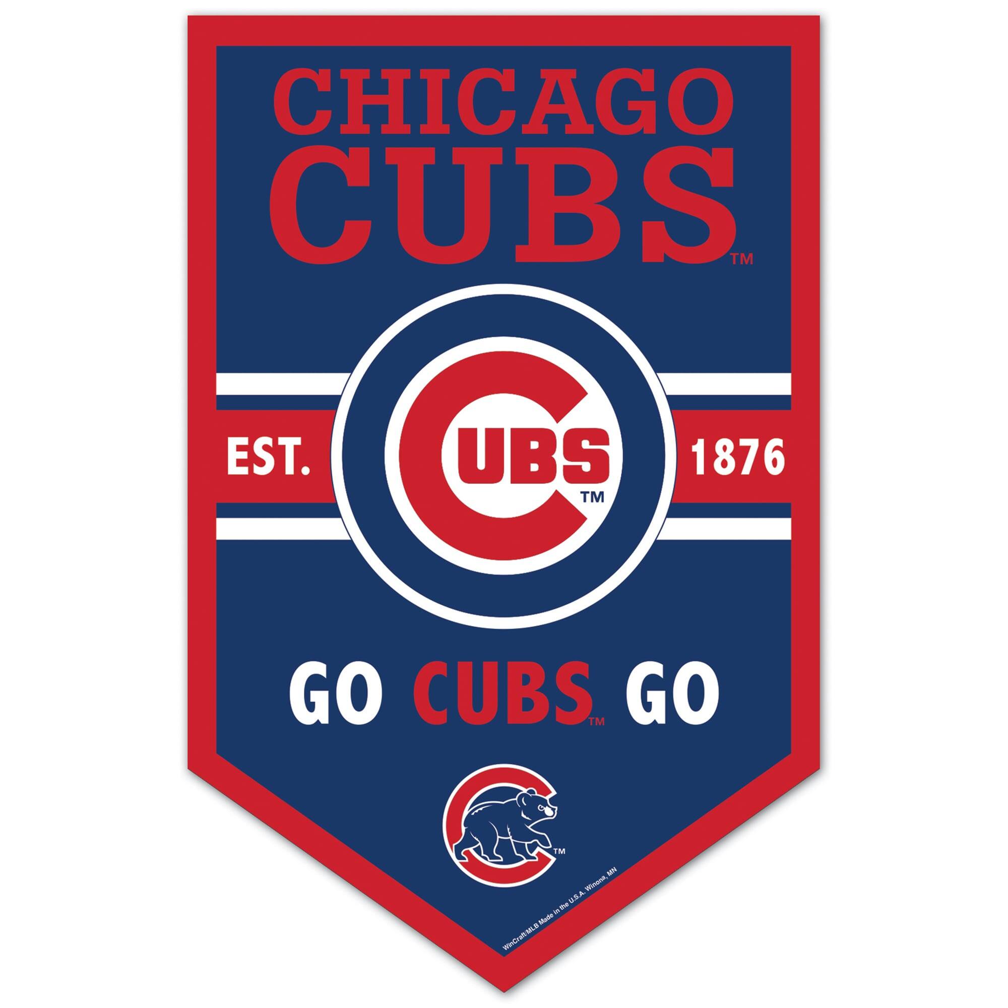 Chicago Cubs 11" x 17" Chevron Wood Sign