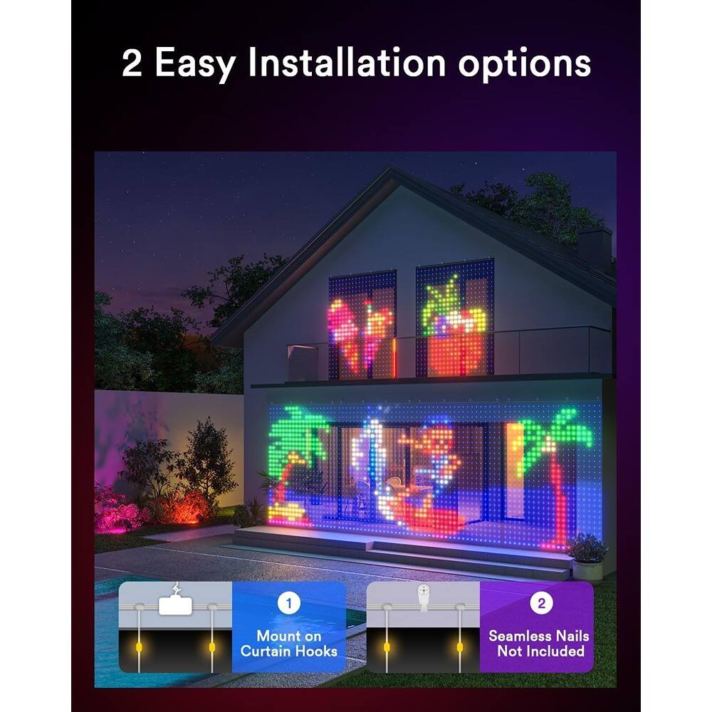 2 Easy Installation options

1. Mount on Curtain Hooks
2. Seamless Nails Not Included