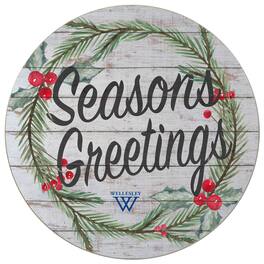 Jardine - Wellesley Blue 20'' x 20'' Season's Greetings Circle - White