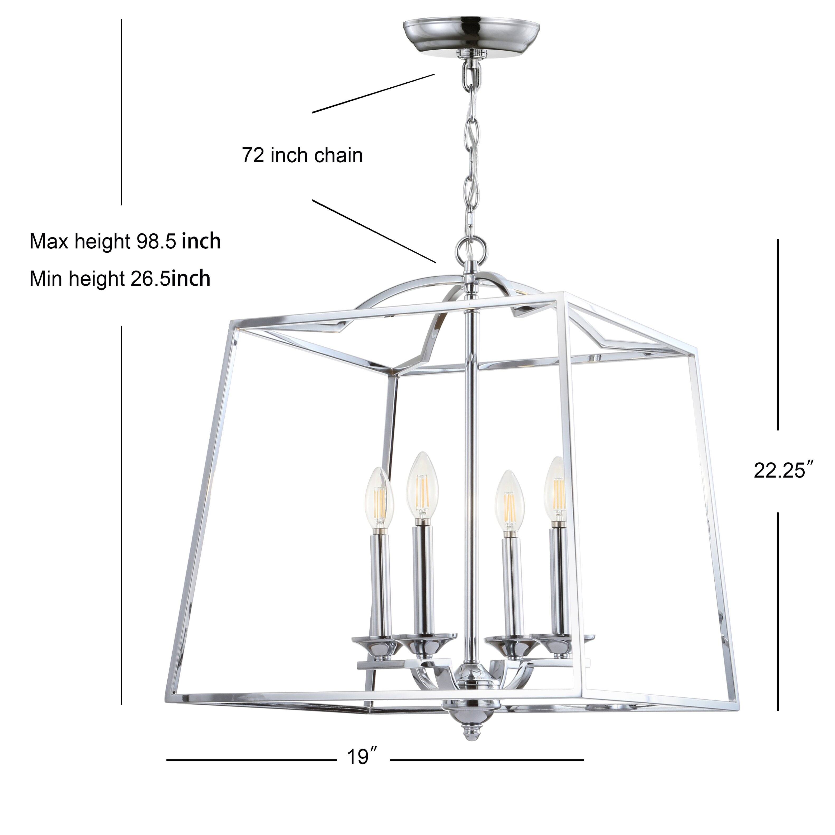 72 inch chain  
Max height 98.5 inch  
Min height 26.5 inch  
22.25"  
19"