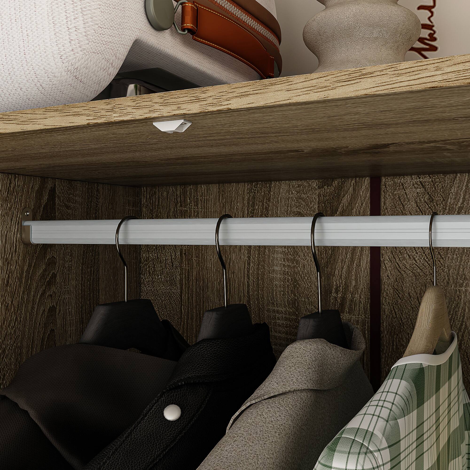 Alt View 6. Famapy - Woven Rattan Wardrobe with Large Hanging Space, Multi-Shelf Storage & Drawers for Bedroom & Closet - Wooden.