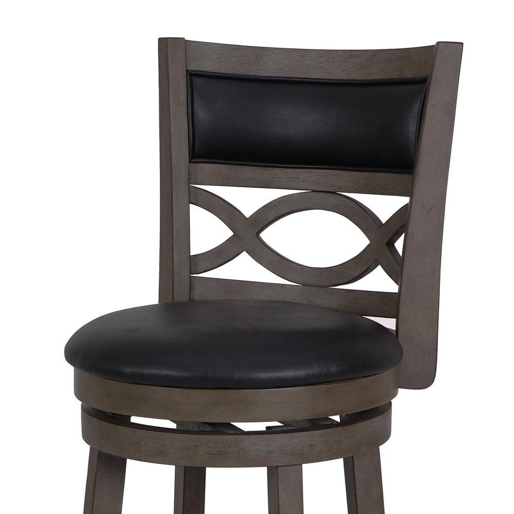 Back. New Classic Furniture - New Classic Manchester Gray Wood Swivel Counter Stool with PU Seat - Dark Gray.