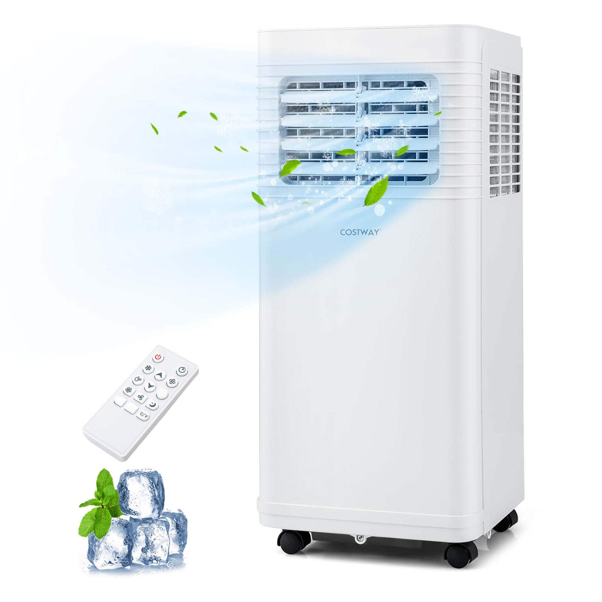 Front. Costway - Portable Air Conditioner Cools up to 250 sq.ft 3 in 1 AC Unit with Fan & Dehumidifier Sleep Mode 5100 BTU - White.