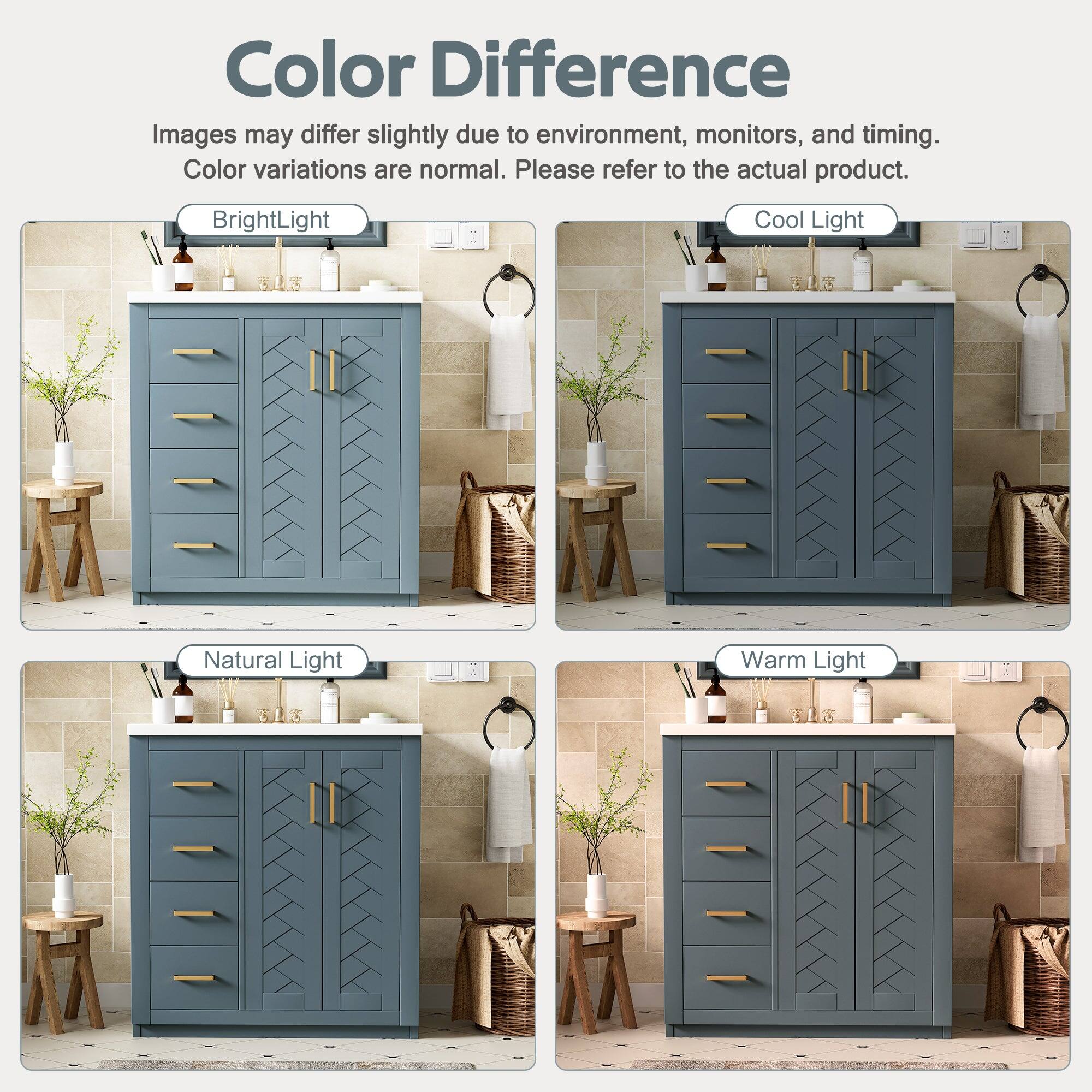 Color Difference  
Images may differ slightly due to environment, monitors, and timing. Color variations are normal. Please refer to the actual product.  

Bright Light  
Cool Light  
Natural Light  
Warm Light