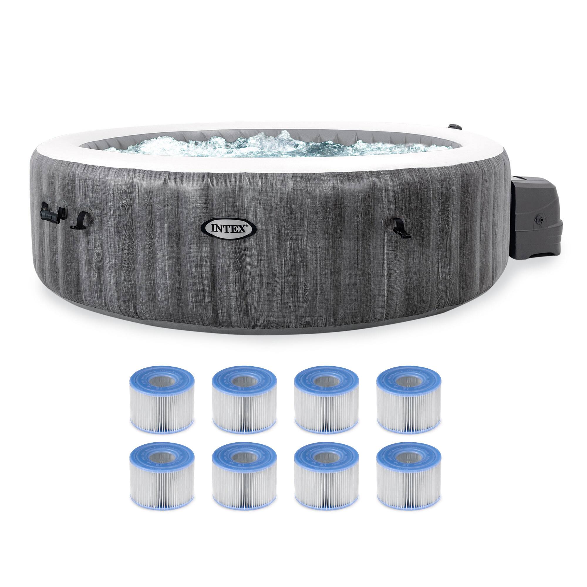 Intex - PureSpa Plus Inflatable Bubble Jet Hot Tub & Replacement Filters (8 Pack) - Gray price history on PriceWatchPro
