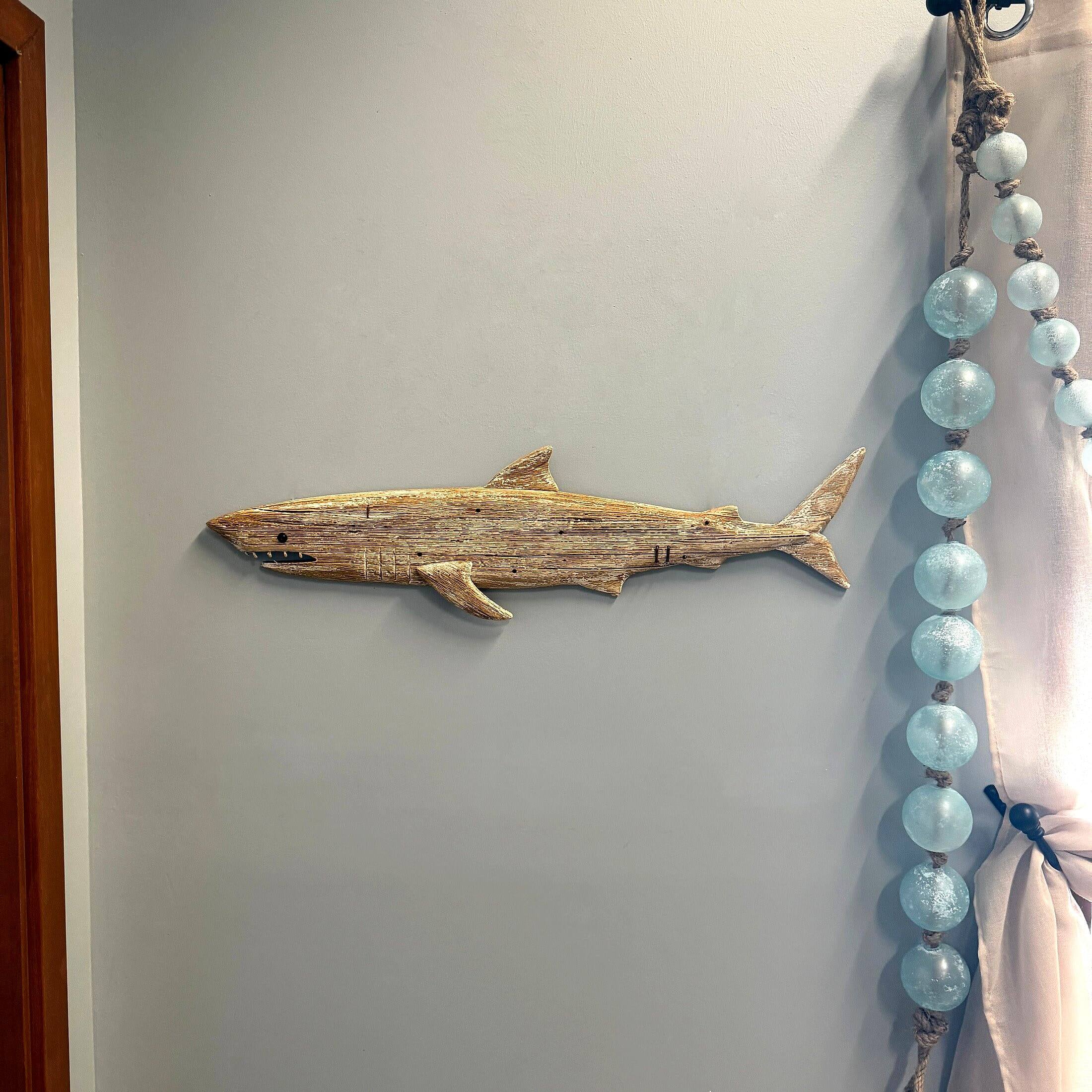 Alt View 5. Things2Die4 - Things2die4 Rustic Wood Shark Wall Decor 31 Inch Long Coastal Wall Art - Natural.