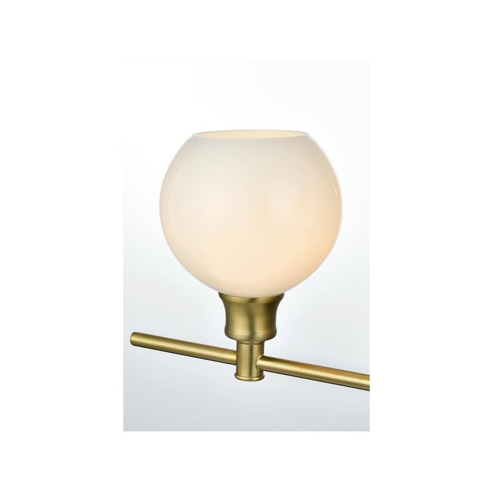 Alt View 1. Living District - Collier 5 Light Satin Gold and Frosted White Glass Wall Sconce - Satin Gold.