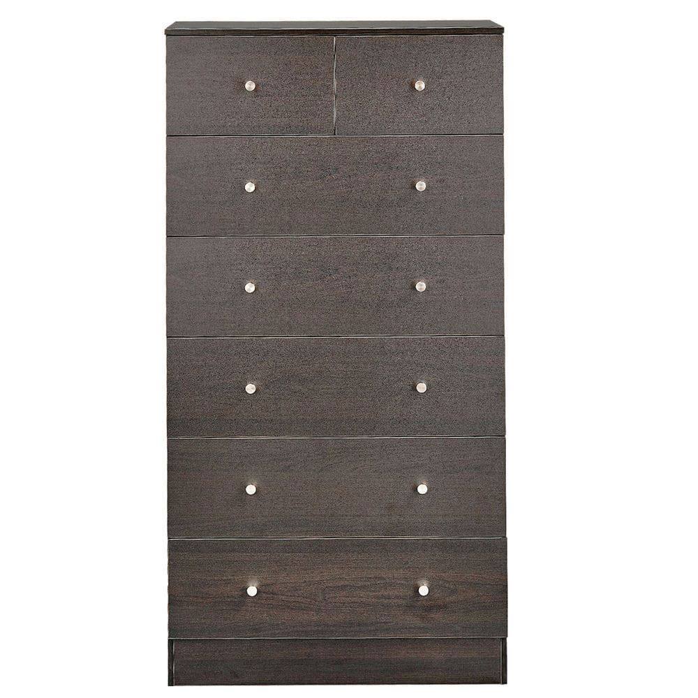 Alt View 6. Kadyn - 7-Drawer Tall Cabinet, 5+2 Storage Dresser with Matte Gold Handles - Brown - Brown.
