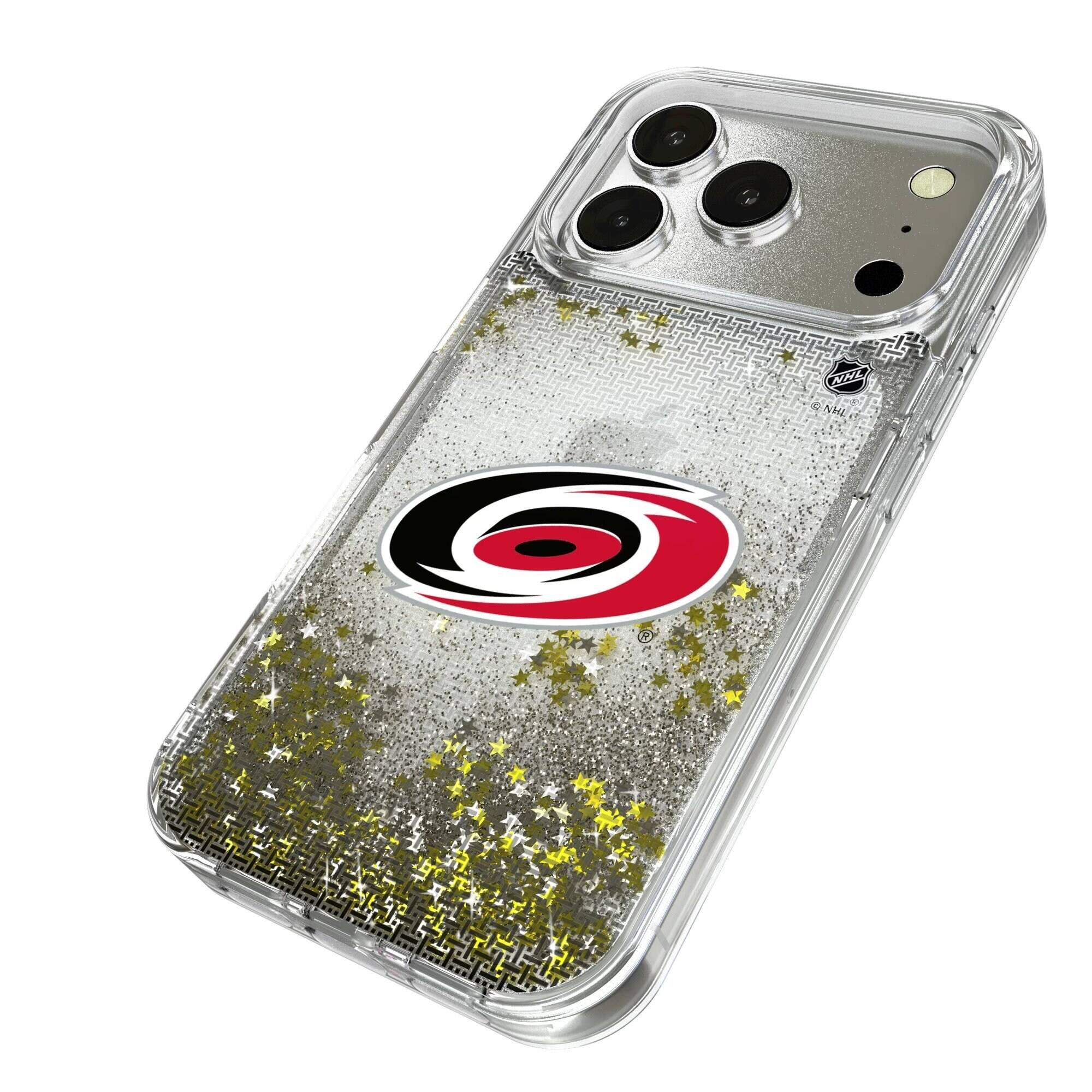 Alt View 1. Keyscaper - Carolina Hurricanes Linen Logo iPhone Glitter Case - 15 - Multicolor.