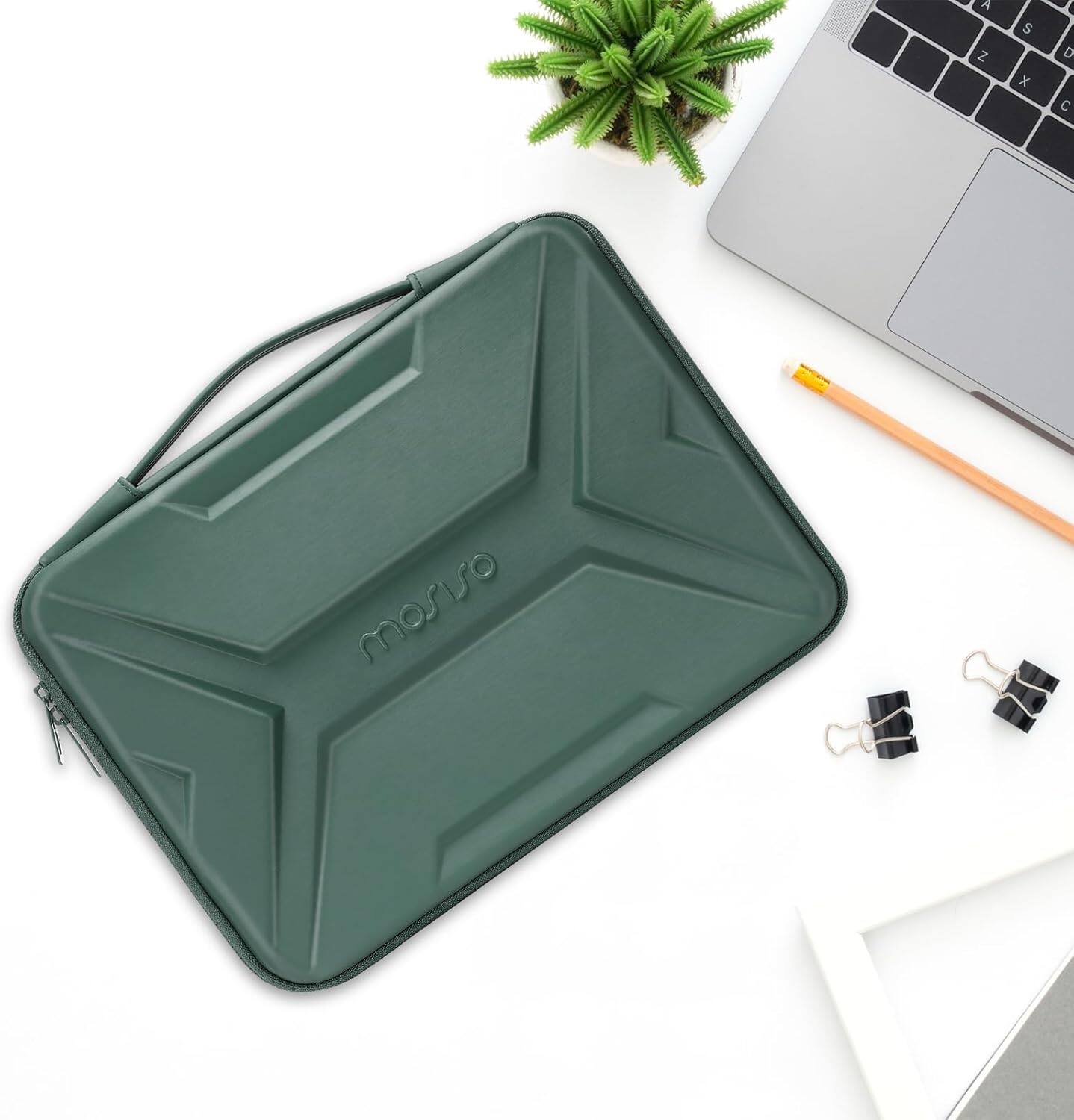 Alt View 3. mosiso - Laptop Sleeve 15-15.6 inch Waterproof Shockproof EVA Hard Shell Laptop Case for MacBook Pro 16 HP Dell - Antique Green.