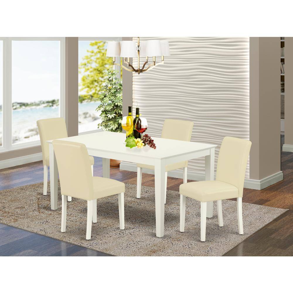 Left. East West Furniture - Dining Room Set Linen White - Brown.