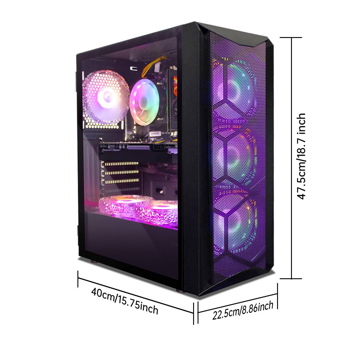 47.5cm/18.7 inch  
40cm/15.75 inch  
22.5cm/8.86 inch