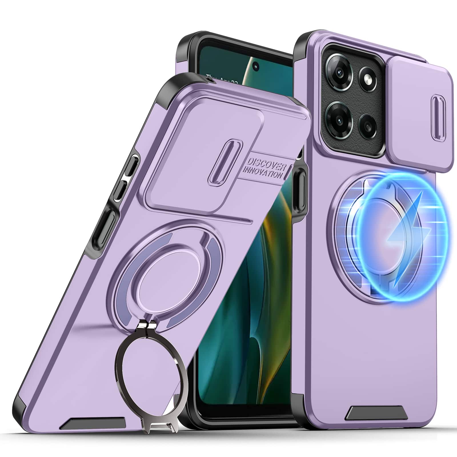 Dteck - for Motorola G 5G (2026/2025)/G Play (2026) Case with Camera Cover, Shockproof Magnetic Cover with Rotate Ring Stand - Purple price history on PriceWatchPro
