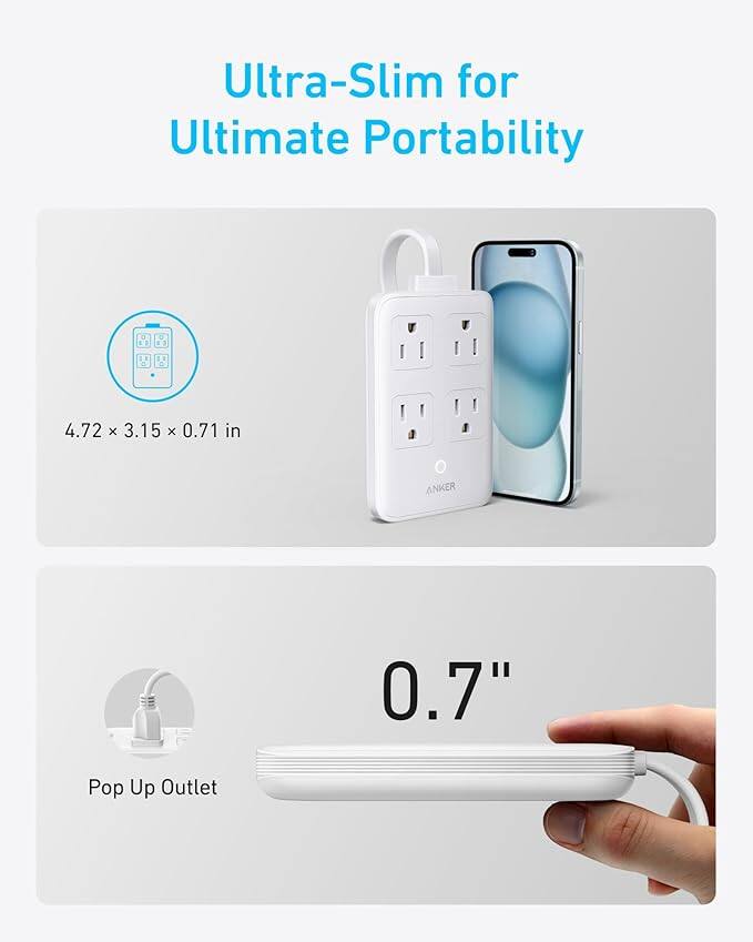 Ultra-Slim for Ultimate Portability

4.72 x 3.15 x 0.71 in

0.7" Pop Up Outlet