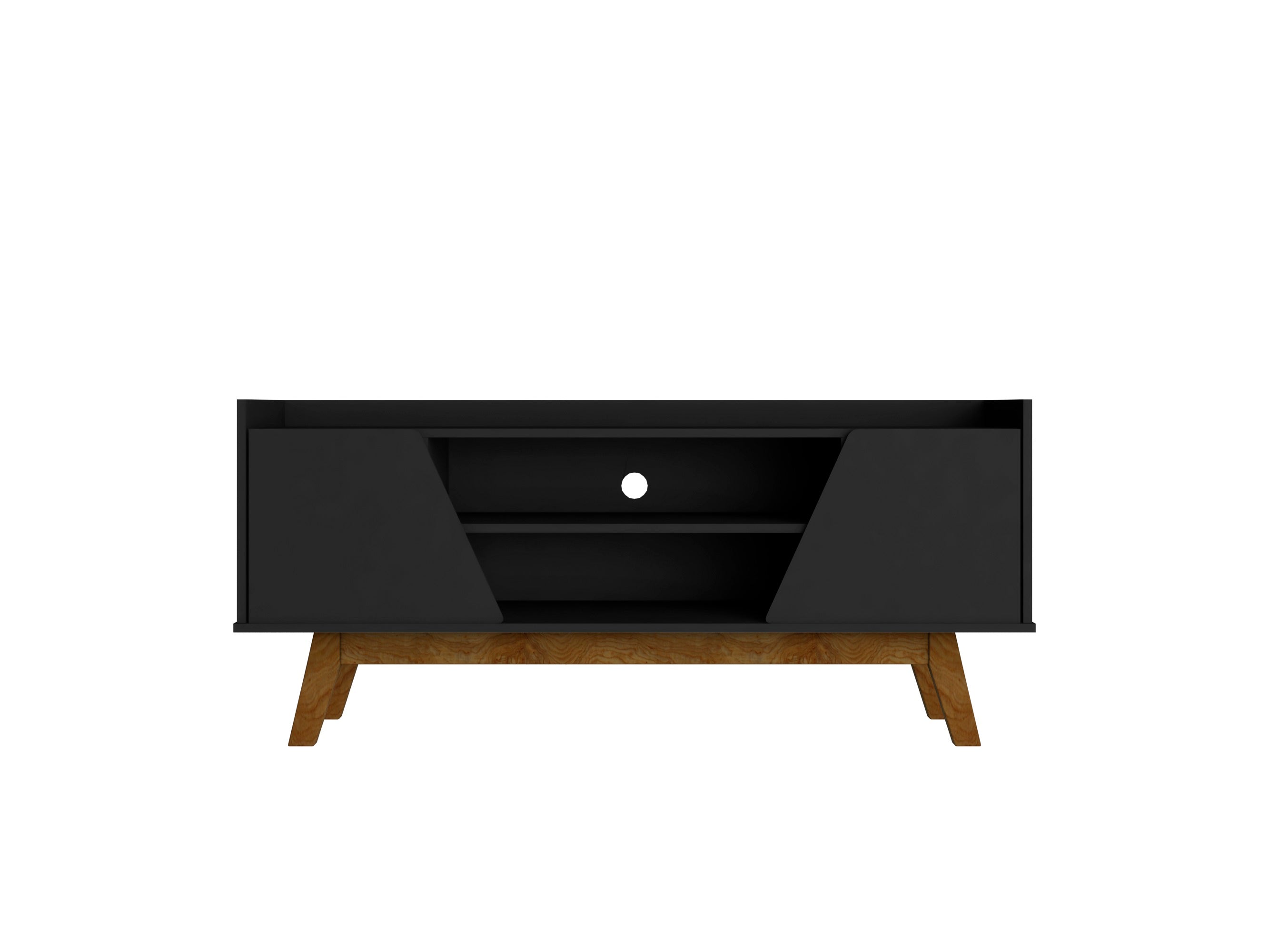 Front. Manhattan Comfort - Marcus Mid-Century Modern 53" TV Stand in Black - Black.