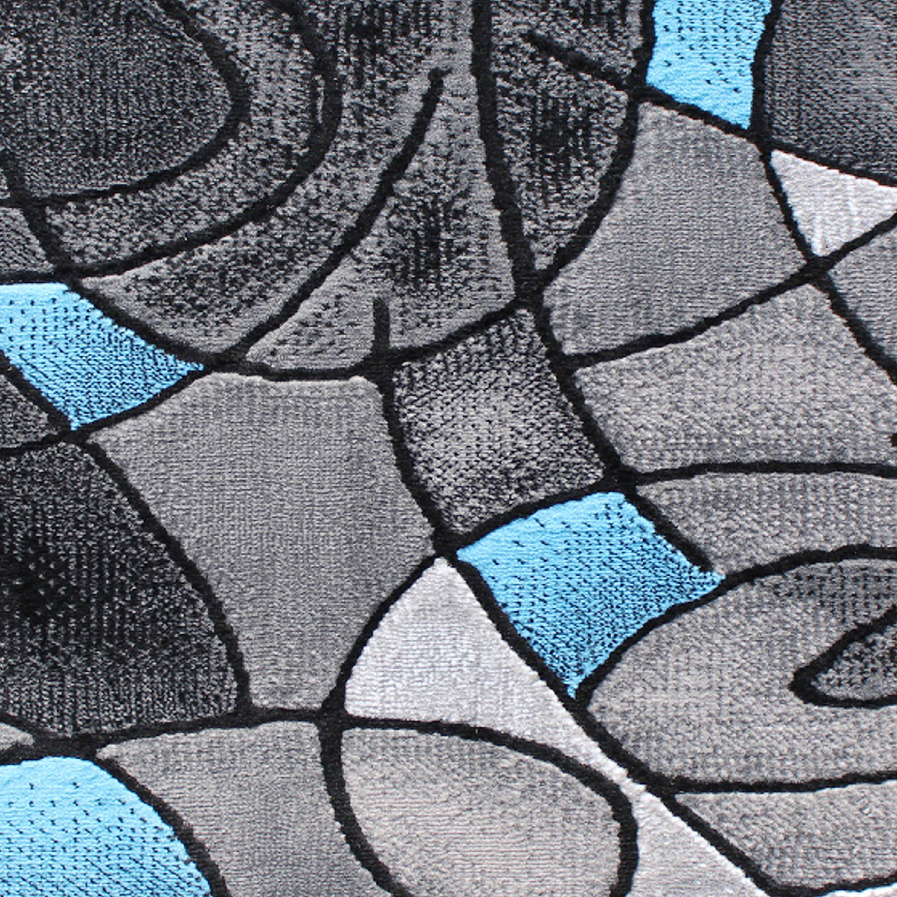 Alt View 6. Emma + Oliver - Urbane Contemporary Abstract Geometric Olefin Accent Rug in Gradient Shades with Natural Jute Backing - Blue.