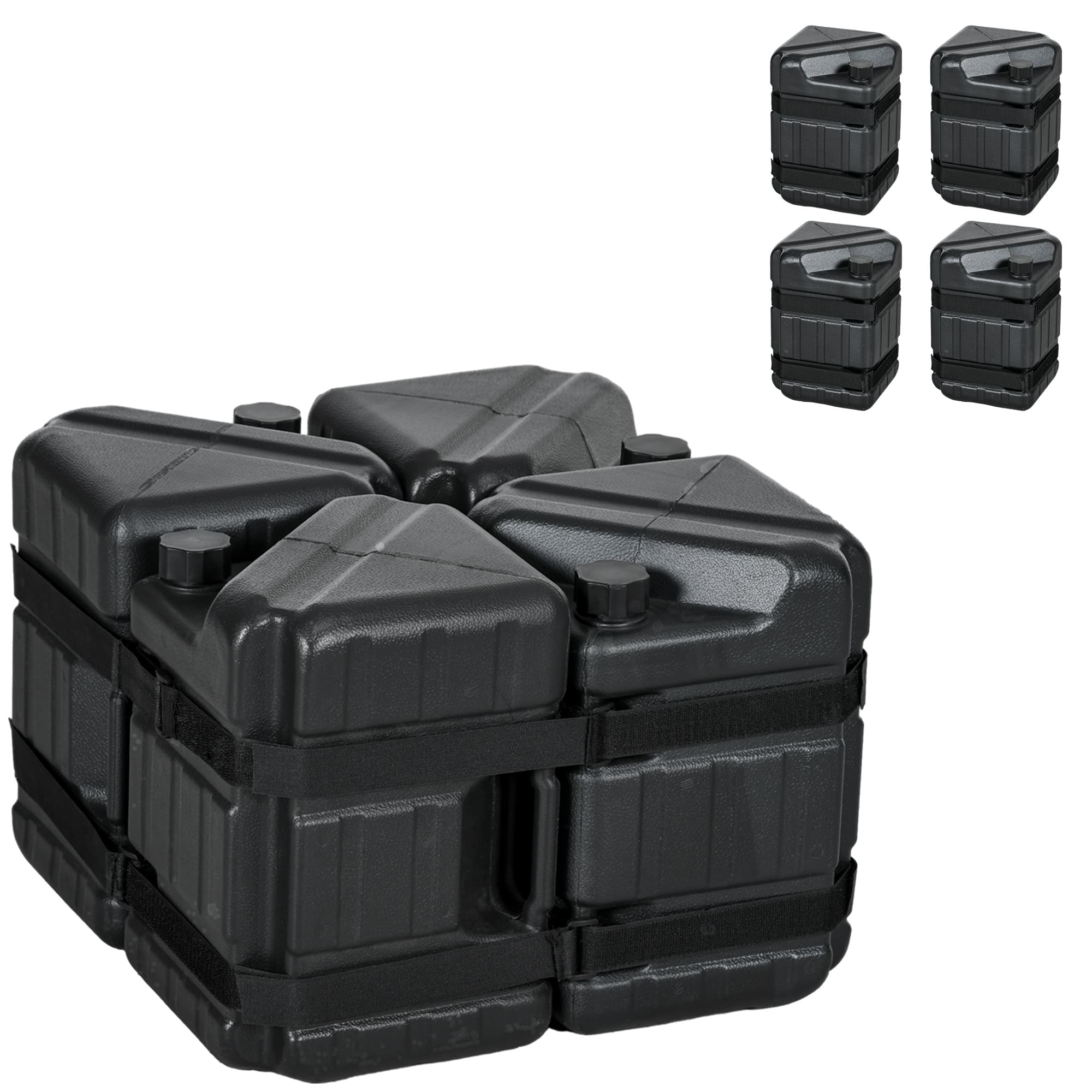 Outsunny - Set of 4 Straight Leg Canopy Weights, HDPE Water or Sand Filled Tent Weights for Pop up Canopy - Black