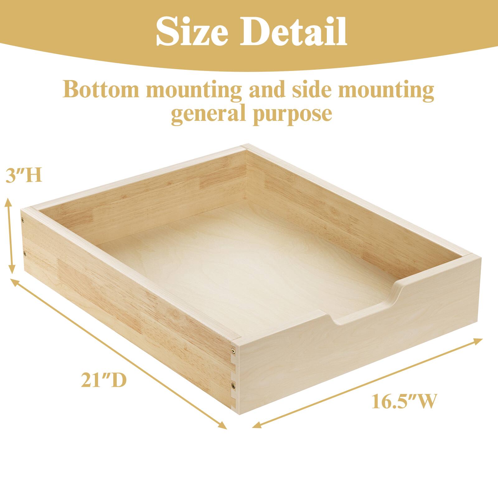 Size Detail

Bottom mounting and side mounting general purpose

3"H  
21"D  
16.5"W