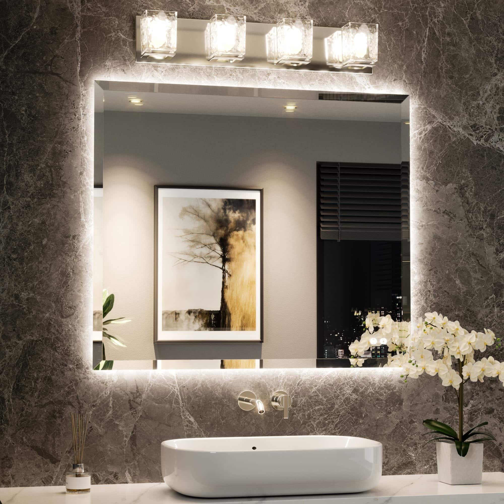 VEGA AUTOMOTIVE - Backlit Bathroom Mirror 48 X 24 Frameless Led For Safe Tempered Glass 3 Color Temperature Defogging Dimmabl - 36"L x 42"W