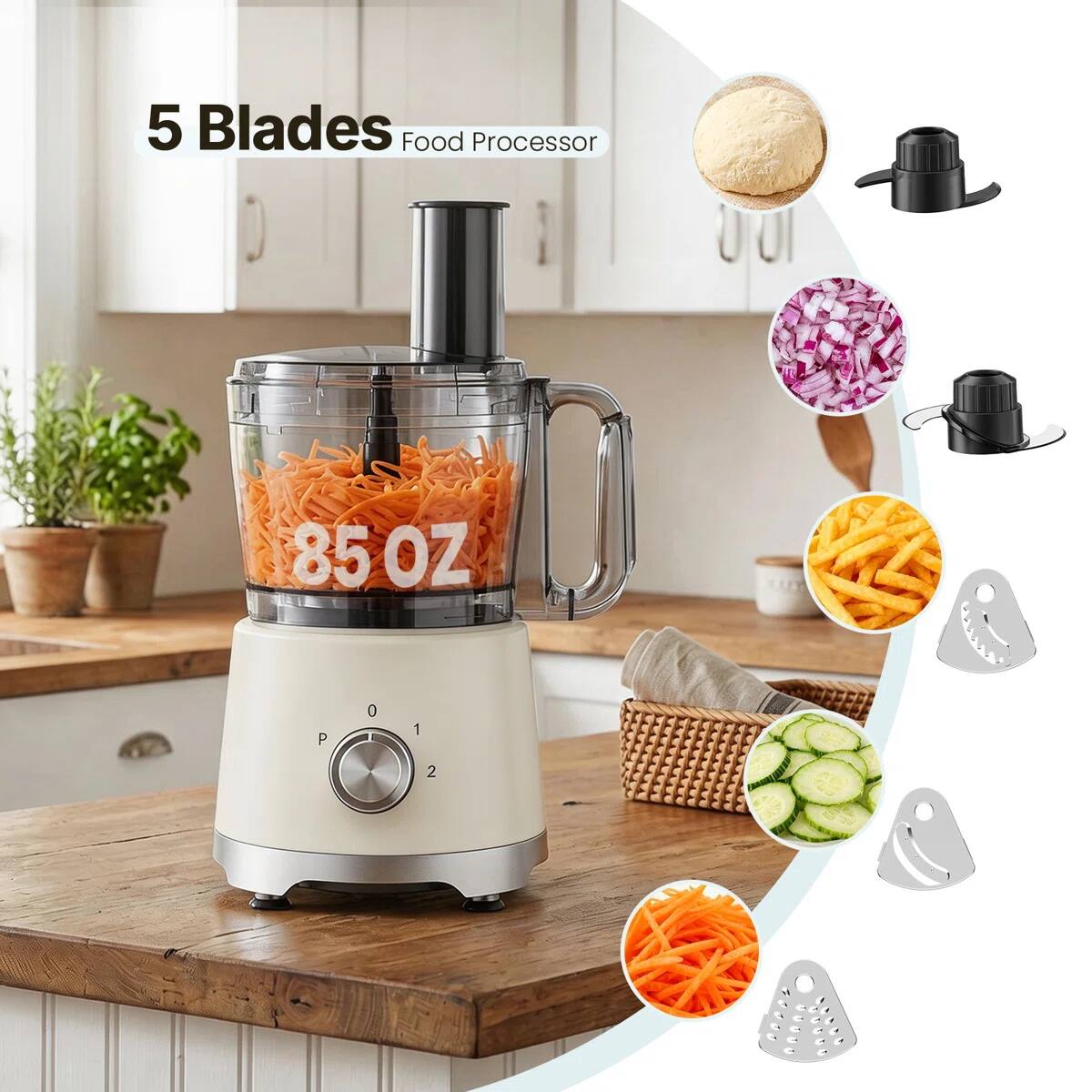 5 Blades Food Processor  
85 OZ  
0 1 2