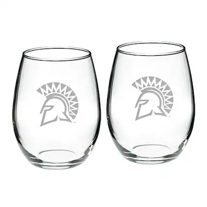 Front. Jardine - San Jose State Spartans 21oz. 2-Piece Stemless Wine Glass Set - Multicolor.