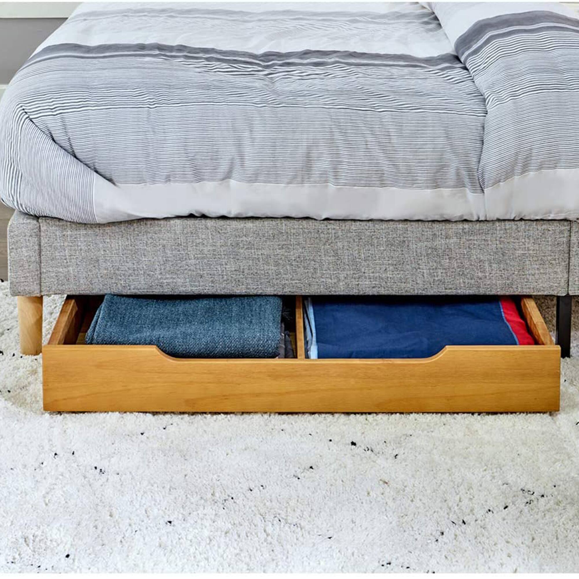 Alt View 5. MUSEHOMEINC - MUSEHOMEINC BD1001T Solid Wood Underbed Storage Trundle Organizer, Full/Twin - Teak.
