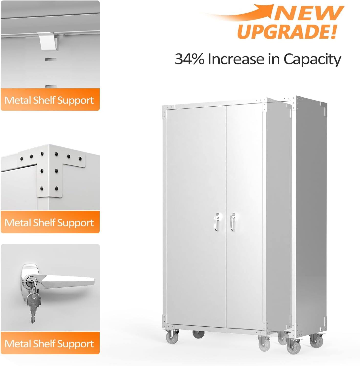 NEW UPGRADE!  
34% Increase in Capacity  

Metal Shelf Support  
Metal Shelf Support  
Metal Shelf Support