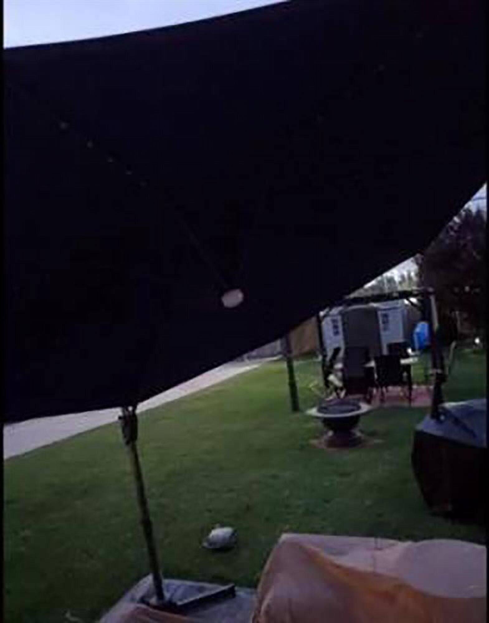 Left. Kadyn - Outdoor Garden Umbrella,Market Umbrella,10 Feet Solar Offset Hanging Umbrella with 40 Lamp Beads and Solar Panel-Gray.