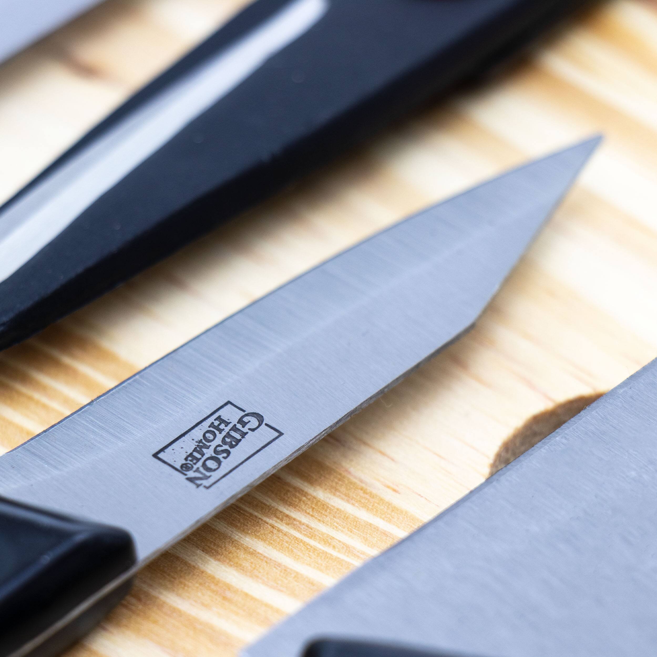 Alt View 3. Gibson - Gibson Home Wildcraft 15 Piece Stainless Steel Cutlery Set with Pine Wood Cutting Board - Black.