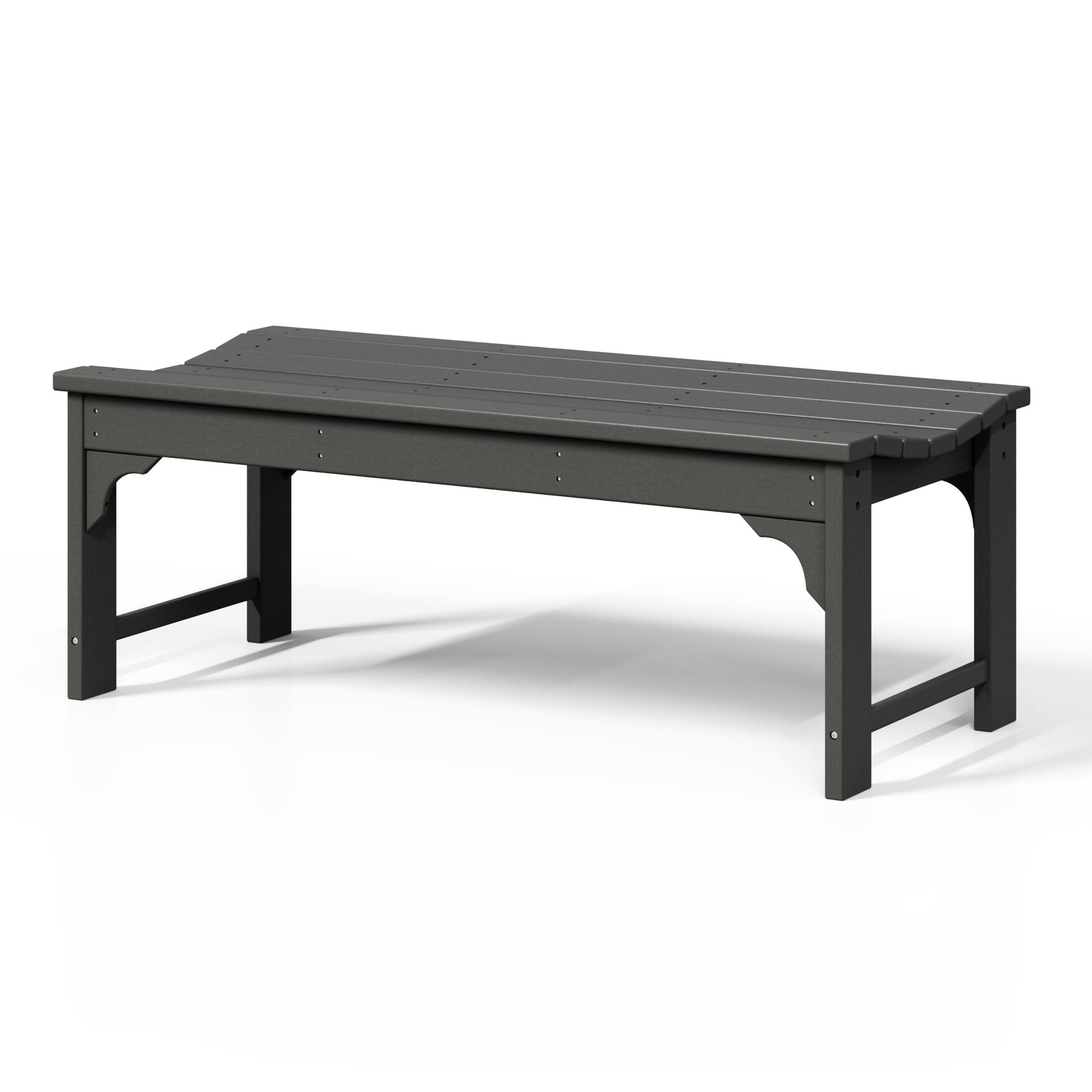 Back. WestinTrends - WestinTrends Malibu 48" length backless Poly Wood Outdoor / Garden bench - Gray.