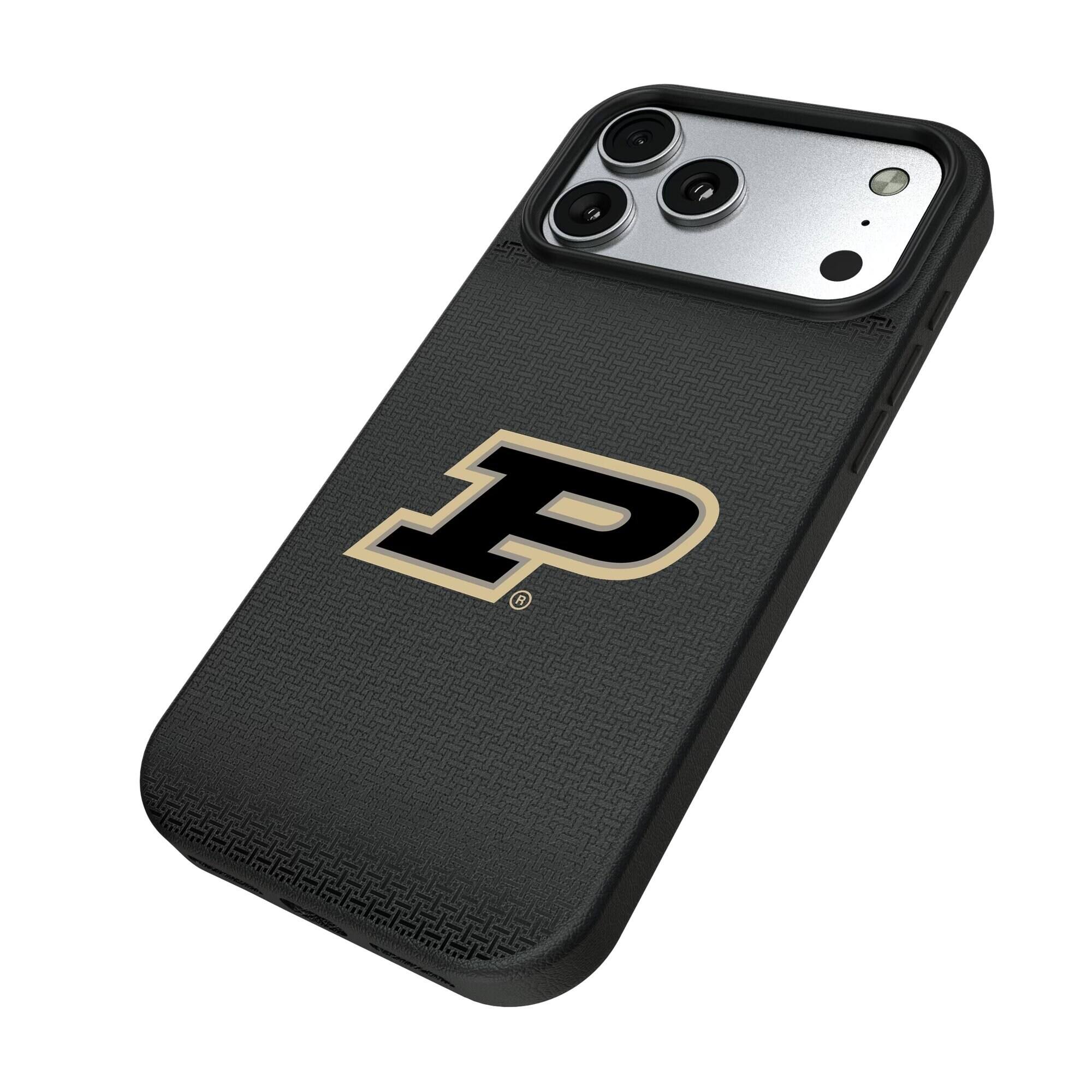 Alt View 1. Keyscaper - Purdue Boilermakers Linen Logo iPhone Magnetic Bump Case - 17 Air - Black.