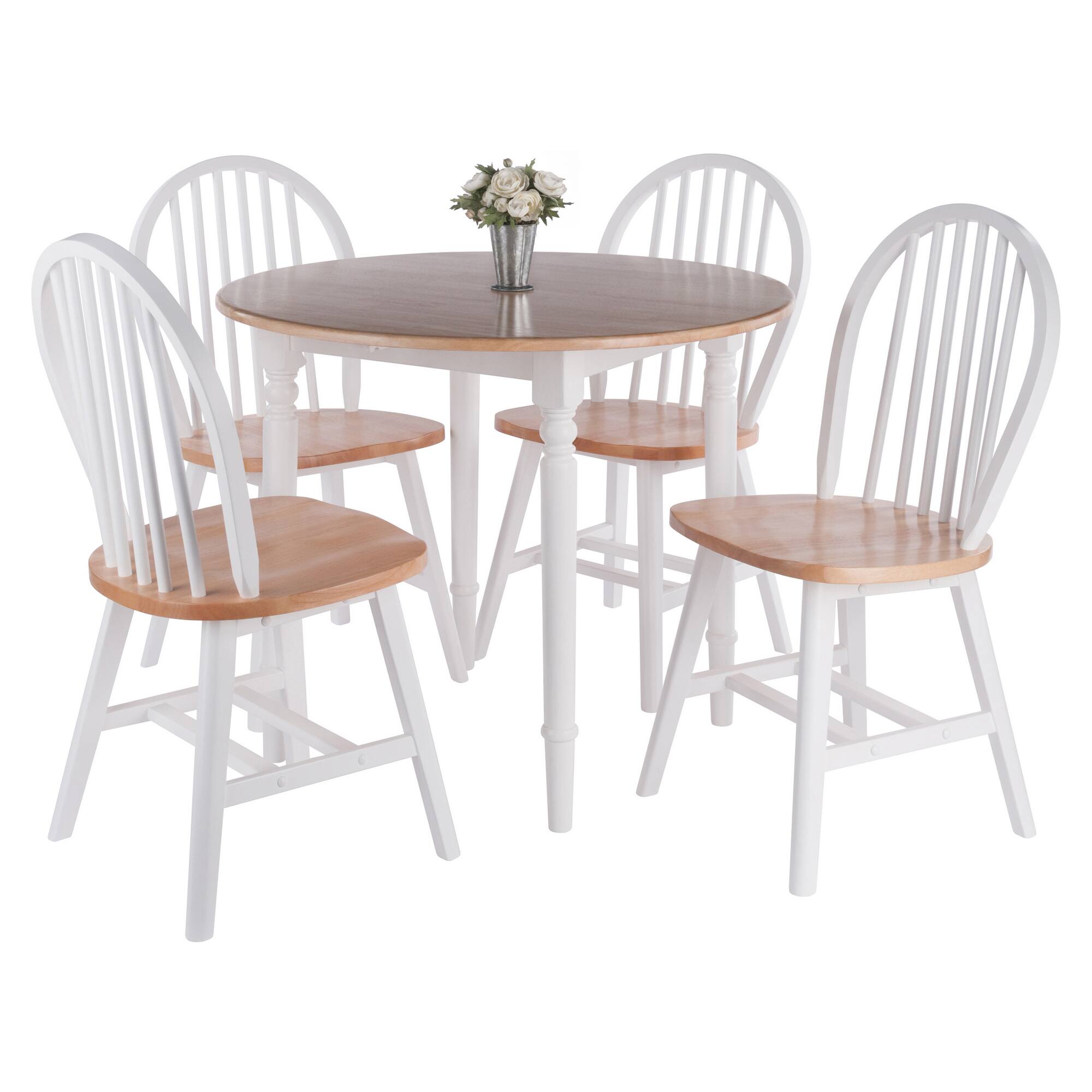 Alt View 1. Winsome Wood - Sorella 5-Pc Drop Leaf Dining Table with Windsor Chairs - Natural/White.