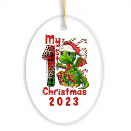 OrnamentallyYou - My First Christmas Baby Dinosaur Ornament - Multi-colored
