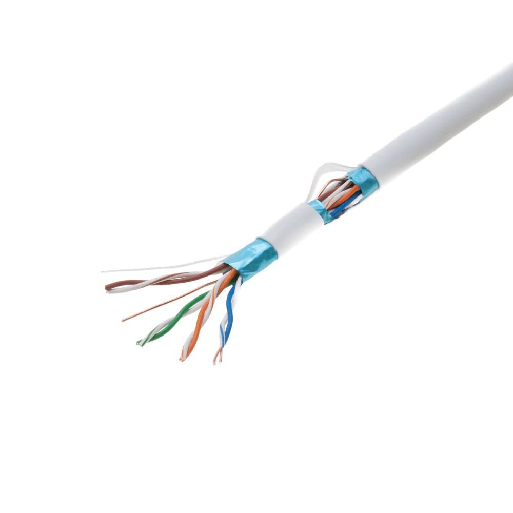 Left. Cables Direct Online - Cat5e FTP Ethernet Cable 1000ft Pull Box Solid 24AWG Shielded Bulk CCA Network Wire White - White.