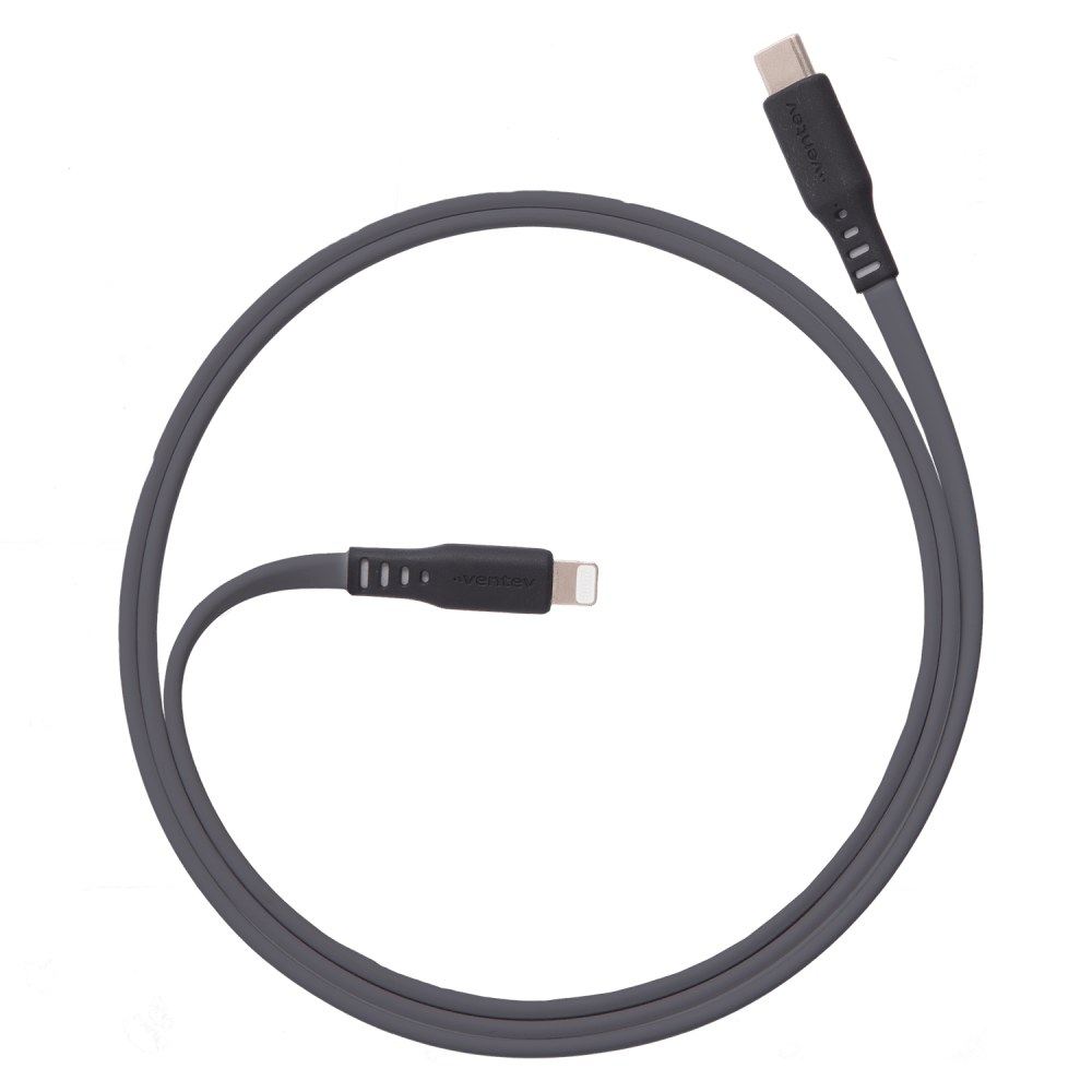 Ventev - Flat USB-C to Apple Lightning High Speed Tangle-Free 3 Foot Cable - Gray price history on PriceWatchPro