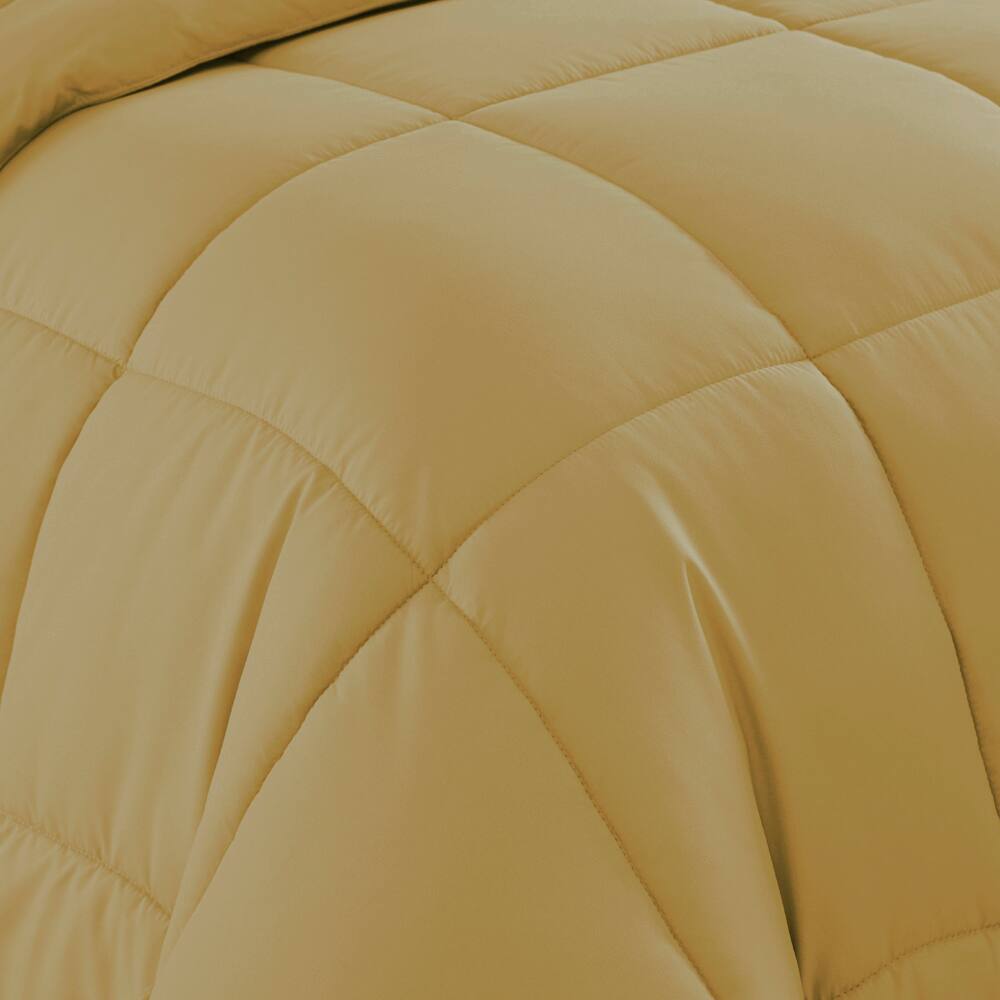 Left. Sweet Home Collection - All Season Reversible Bed-in-A-Bag Solid Color Comforter & Sheet Set, Queen - Camel.