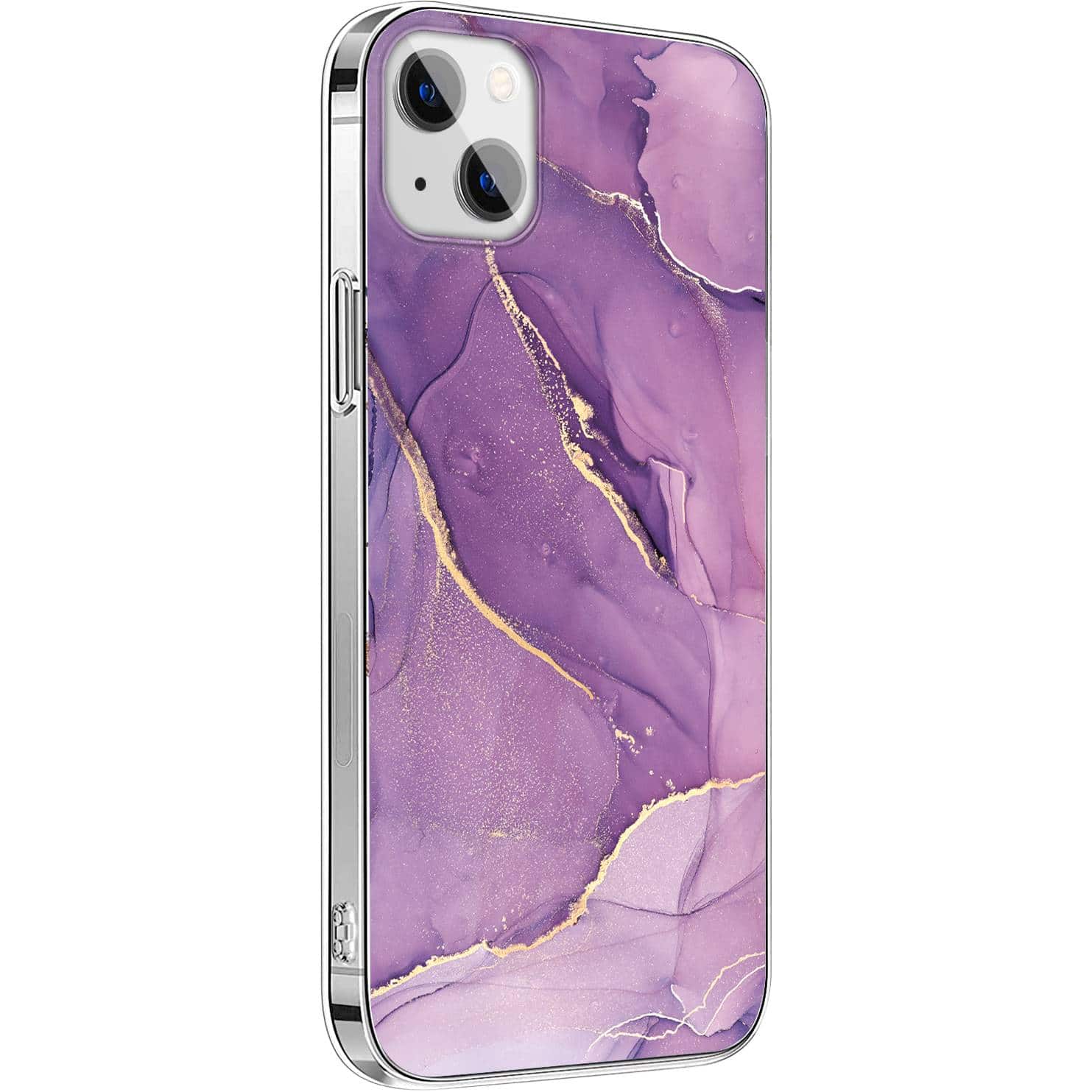 Angle. SaharaCase - Marble Series Case for Apple iPhone 13 mini - Purple/Gold.