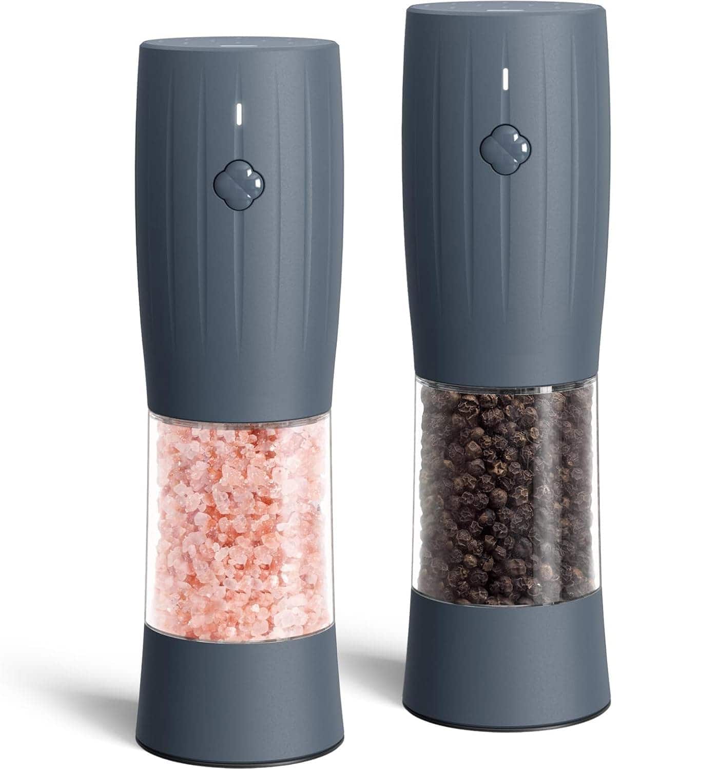 FINEAK - Gray Rechargeable Electric Salt & Pepper Grinder Set with LED Light - Blue