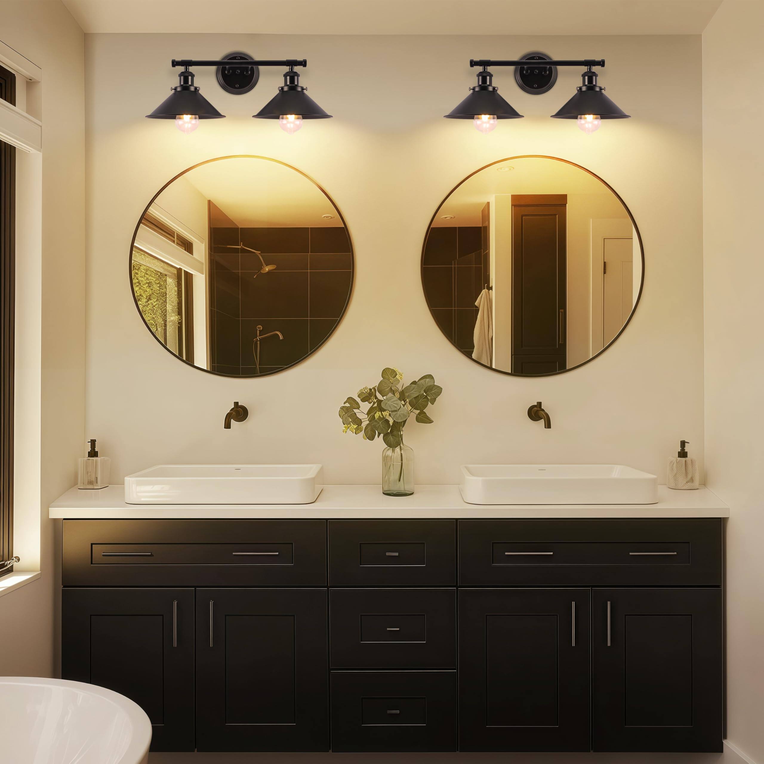 Alt View 5. Earthley Blooms - 2 Light Dual Purpose Bathroom Vanity Fixtures Farmhouse Wall Sconce Matte Industrial Lighting Over Mirror... - 3-Light.