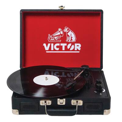 Victor 2 Watt Metro 3 Speed Belt Drive Manual Suitcase Turntable w Victor 2 Watt Metro 3 Speed Belt Drive Manual Suitcase Turntable w