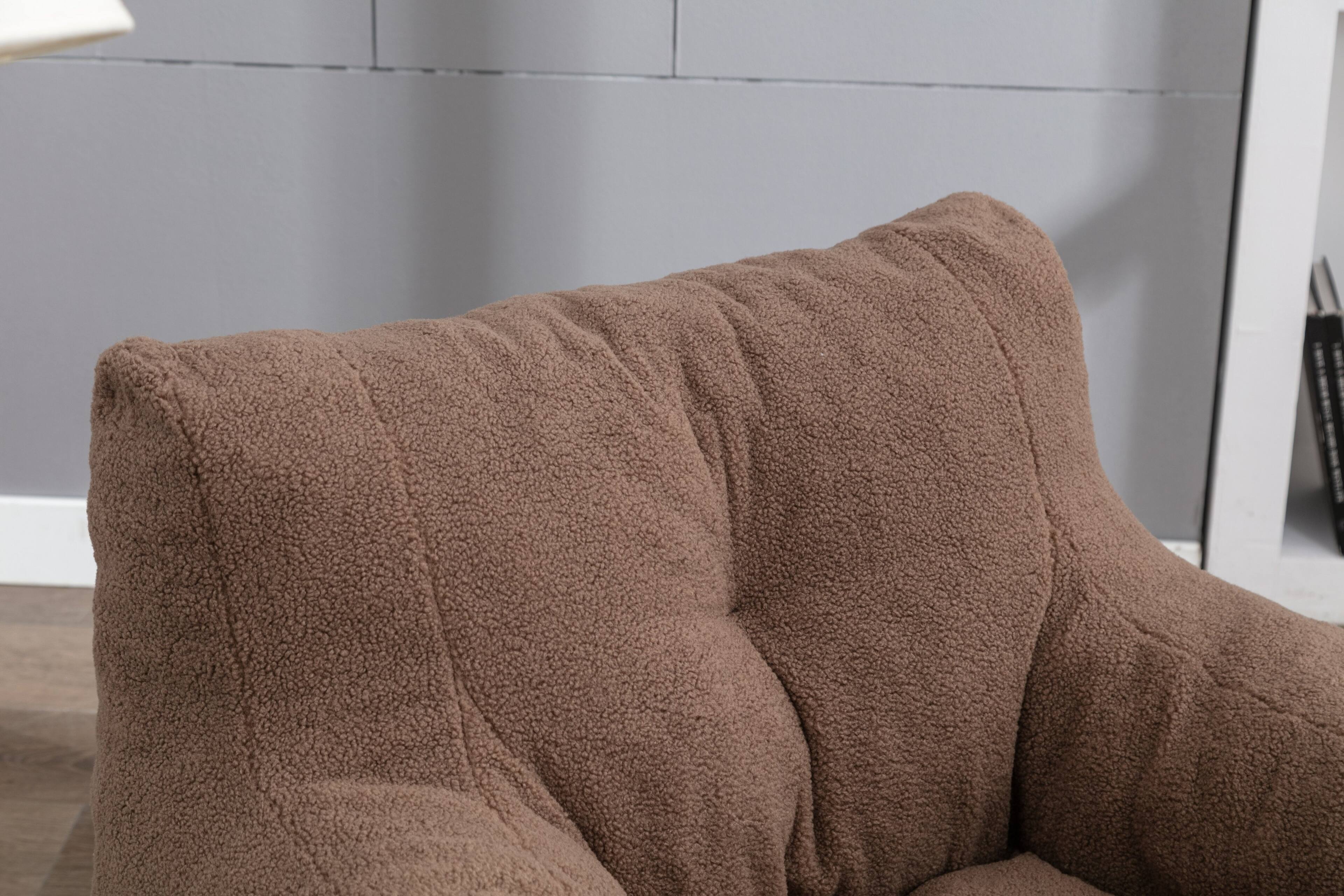 Alt View 2. GOODSILO - Luxury Plush Bean Bag Chair with Ergonomic Support - Soft Teddy Fabric and Memory Foam Filling for Ultimate Comfort - Coffee.