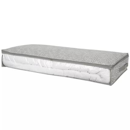 Front. Elle Decor - Under Bed Storage Bag with Handles, Breathable Organizer for Clothes & Linens, 39.5" x 17.75" - Gray.