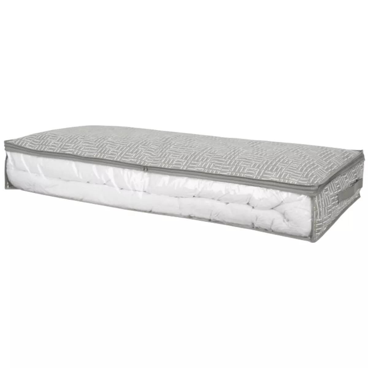 Front. Elle Decor - Under Bed Storage Bag with Handles, Breathable Organizer for Clothes & Linens, 39.5" x 17.75" - Gray.