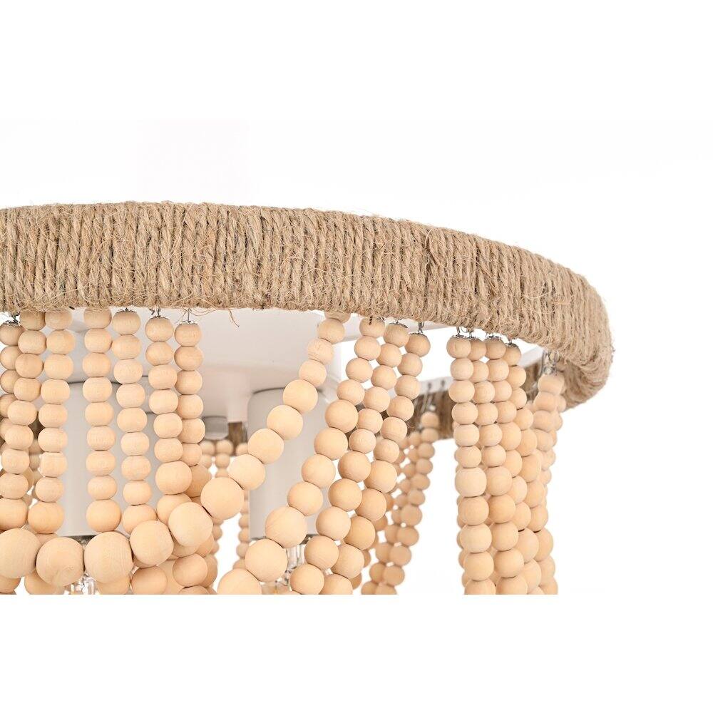 Alt View 1. Living District - Jolie 12 Inch Beaded Flush Mount Ceiling Light In Beige - Beige.